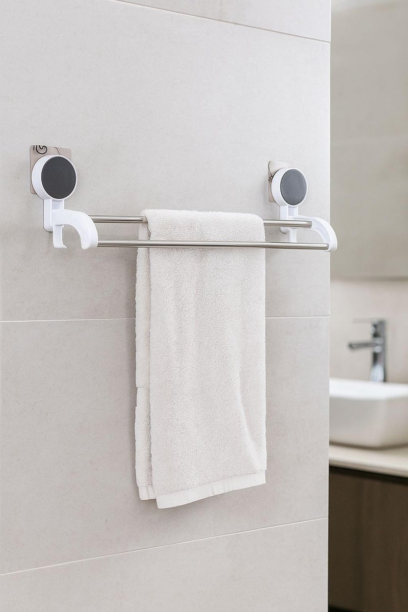 Copelle Self Adhesive Stainless Steel Dual Towel Rod/Towel Bar for Bathroom/Towel Hanger/Stand/Napkin Holder/Bathroom Accessories - Image 1