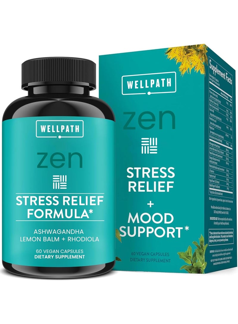 WellPath Stress Relief Supplement and Mood Support Calm, Stress Energy Support 60 Capsules - Image 1