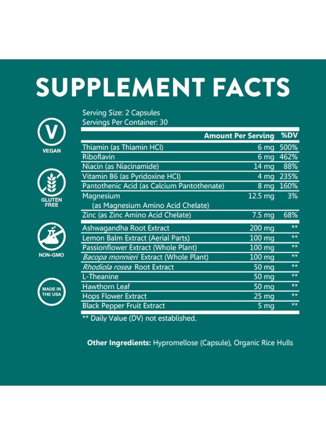 WellPath Stress Relief Supplement and Mood Support Calm, Stress Energy Support 60 Capsules - Image 2