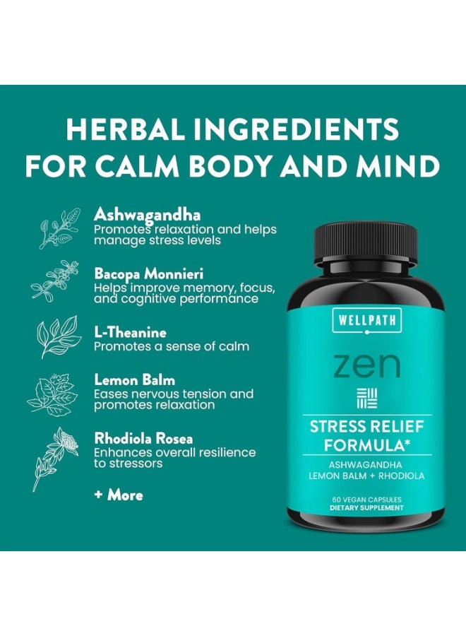 WellPath Stress Relief Supplement and Mood Support Calm, Stress Energy Support 60 Capsules - Image 3