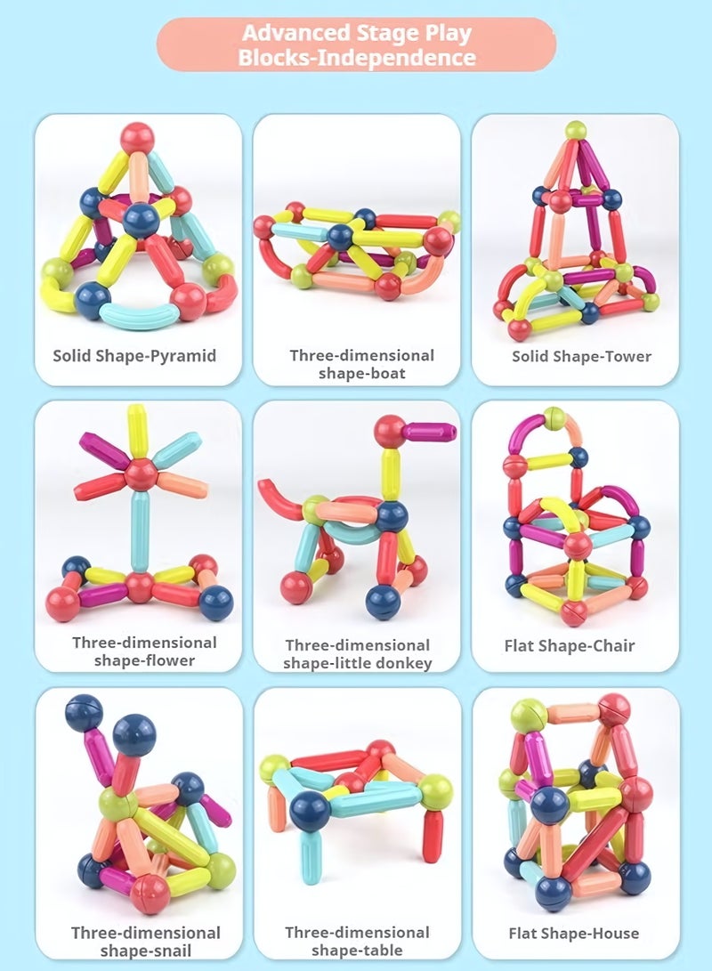 Magnetic Stacking Blocks, 36 PCS Magnetic Building Toys for Kids: STEM Educational Learning Toys - Montessori Fun Indoor Preschool Activity Gifts for Boys & Girls 3+ years - Image 4