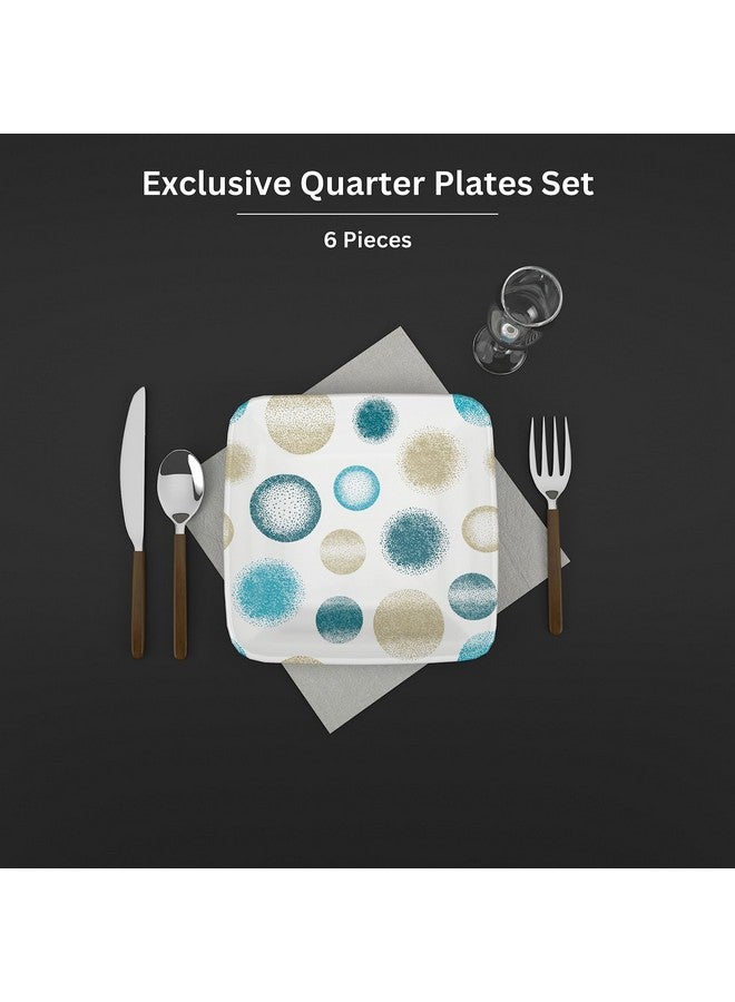Castleite Bliss Melamine Quarter Plates Set of 6 - Size 7', Non Breakable, Square Designer Plate for Serving Snacks, Breakfast, Lunch or Dinner at Home, Kitchen, or Café, Stainless (Deja Blue) - Image 2