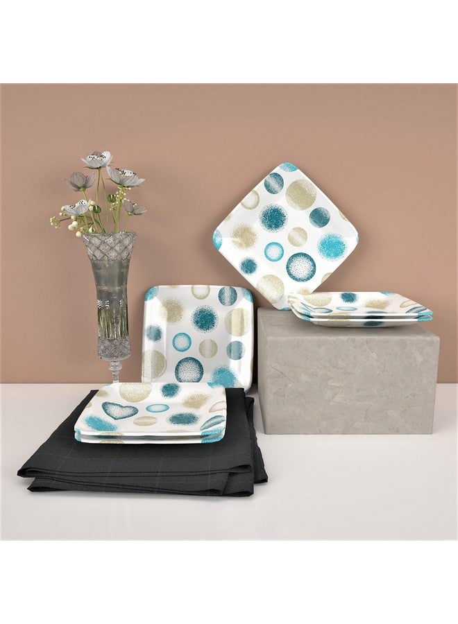 Castleite Bliss Melamine Quarter Plates Set of 6 - Size 7', Non Breakable, Square Designer Plate for Serving Snacks, Breakfast, Lunch or Dinner at Home, Kitchen, or Café, Stainless (Deja Blue) - Image 1