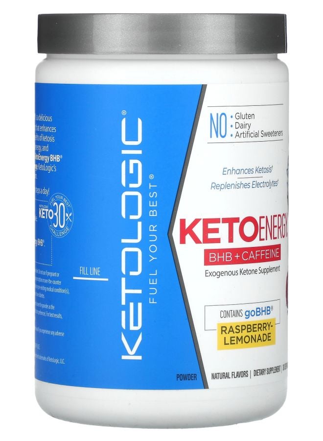Ketologic Keto Energy BHB + Caffeine Raspberry-Lemonade 8.9 oz (255 g) - Image 2