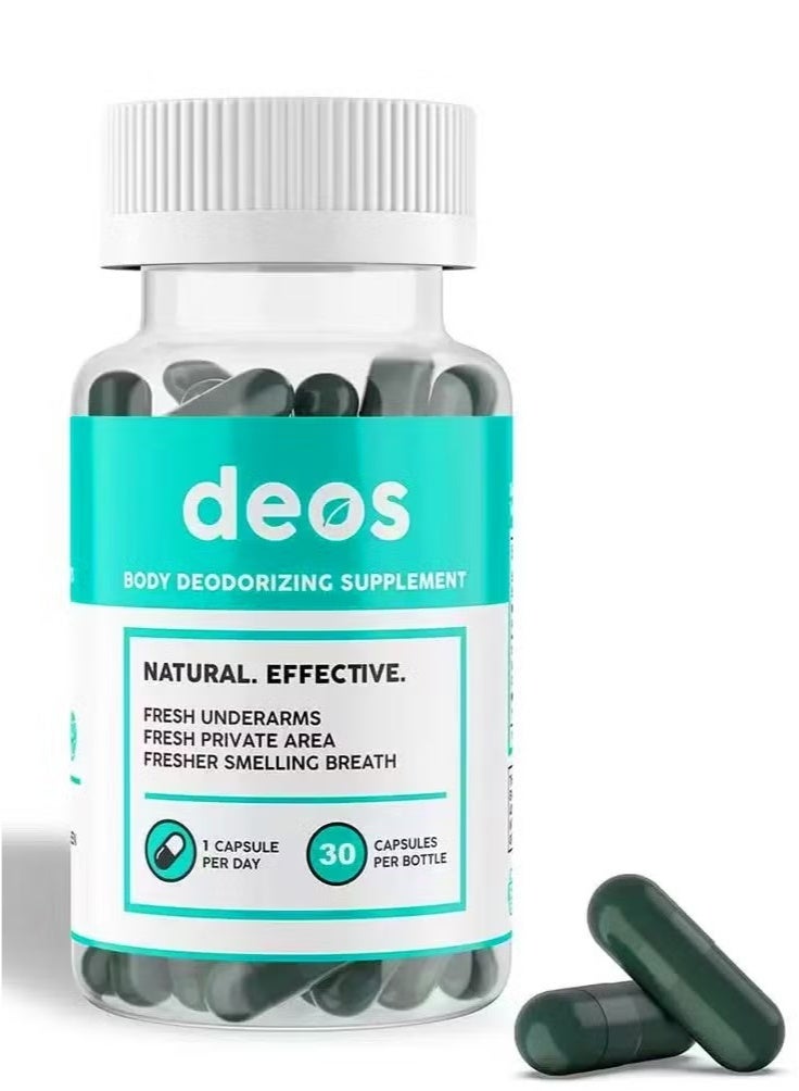 ديوس كلوروفيل جسم سحر إزالة رائحة الجسم بشكل طبيعي من الإبط الطازجة التنفس والمساحة الرائحة الكلوروفيل إزالة الكبسولات رائحة الجسم المكملات الغذائية 30 كبسولة - Image 1