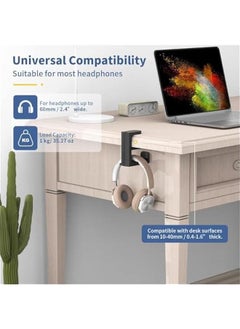 MOXO PC Gaming Headset Hook Holder Hanger Mount Headphs Stand with Adjustable 360 Rotating Arm Under Desk Clamp On Design Universal Fit Built in Cable Clip Organizer (Black)  - Image 3
