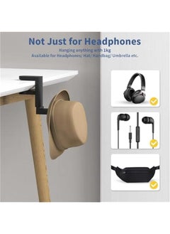 MOXO PC Gaming Headset Hook Holder Hanger Mount Headphs Stand with Adjustable 360 Rotating Arm Under Desk Clamp On Design Universal Fit Built in Cable Clip Organizer (Black)  - Image 5