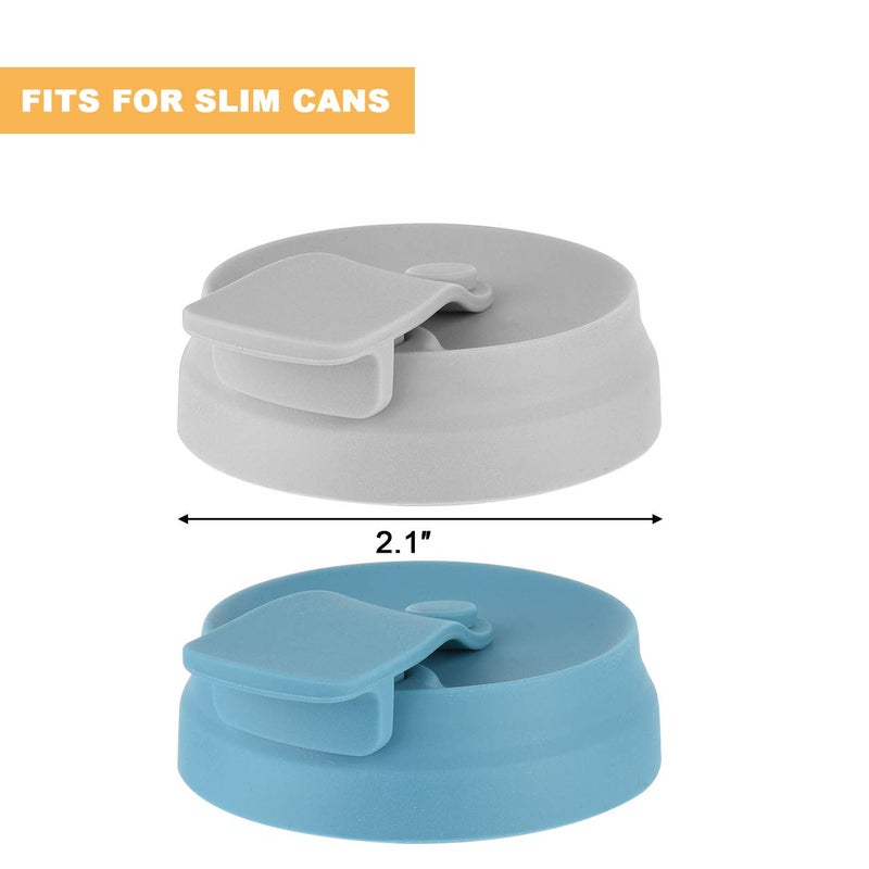 CM Silicone Beverage Can Lid Cover Protector for Slim Can and Skinny Can Hard Seltzer, Soda, Beer, Energy Drinks, Juice (Dark Blue (1 Pc) + Gray (1 Pc)) - Image 2