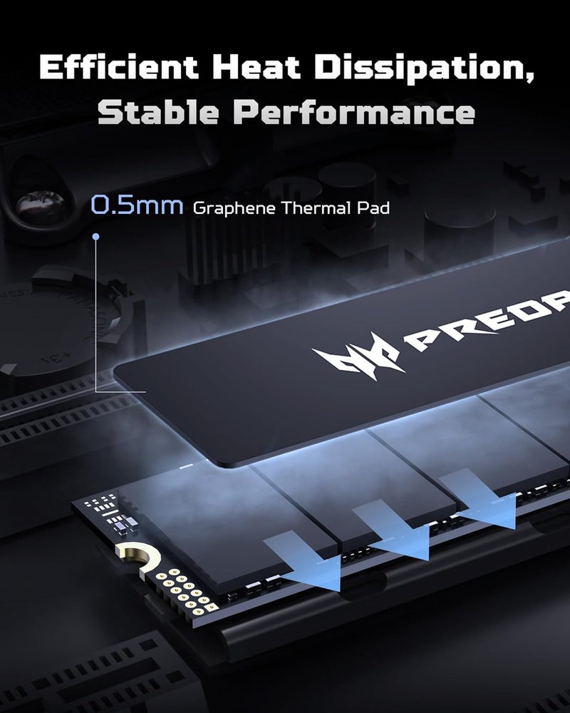قرص تخزين داخلي احترافي من أيسر بريداتور GM6 بسعة 1 تيرابايت، واجهة M.2 NVMe PCIe 4.0، سرعة قراءة تصل إلى 7200 ميجابايت/ثانية، ذاكرة ألعاب متوافقة مع الكمبيوتر الشخصي واللابتوب وPS5 - Image 4