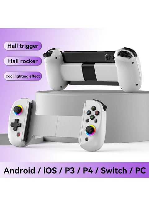 D8 Mobile Gaming Controller for iPhone/Android/PC/Nintendo Switch/PS4, Cloud Games, with Hall Effect Joystick, 6 Axis Gyro (White)