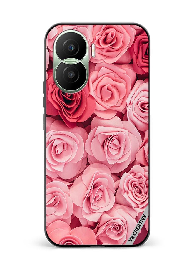 VR CREATIVE Protective Case Cover For Honor Play7T Pro Pink Rose Flowers Design Multicolour - Image 1