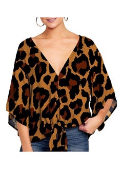 NIBEMINENT V-Neck Casual Shirts Brown  - Image 4