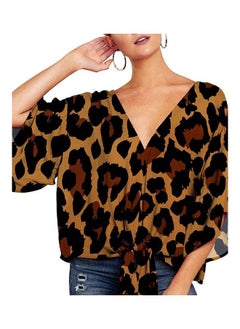NIBEMINENT V-Neck Casual Shirts Brown  - Image 3