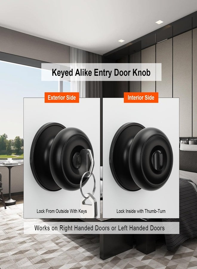 Haidms 1 Pack Matte Black Door Knob with Lock and Key, Keyed Entry Door Knobs Exterior, Black Doorknob with Lock and Key for Bedroom - Image 3
