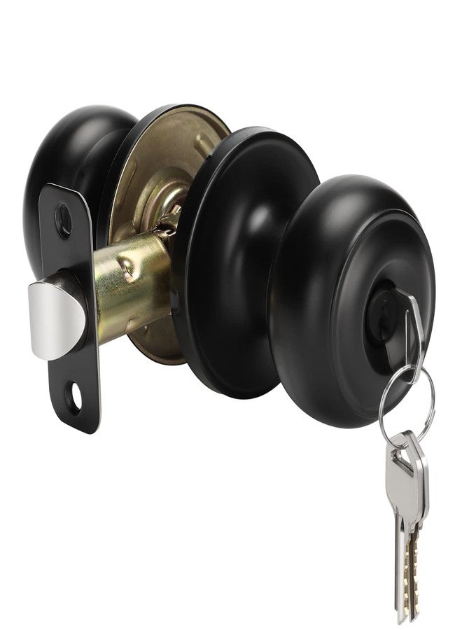 Haidms 1 Pack Matte Black Door Knob with Lock and Key, Keyed Entry Door Knobs Exterior, Black Doorknob with Lock and Key for Bedroom - Image 1