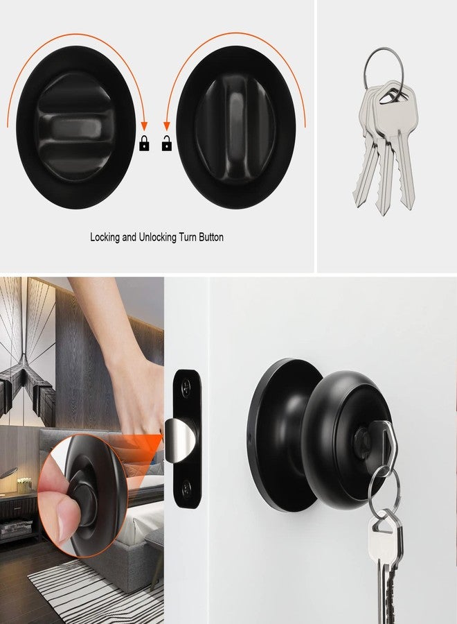 Haidms 1 Pack Matte Black Door Knob with Lock and Key, Keyed Entry Door Knobs Exterior, Black Doorknob with Lock and Key for Bedroom - Image 4