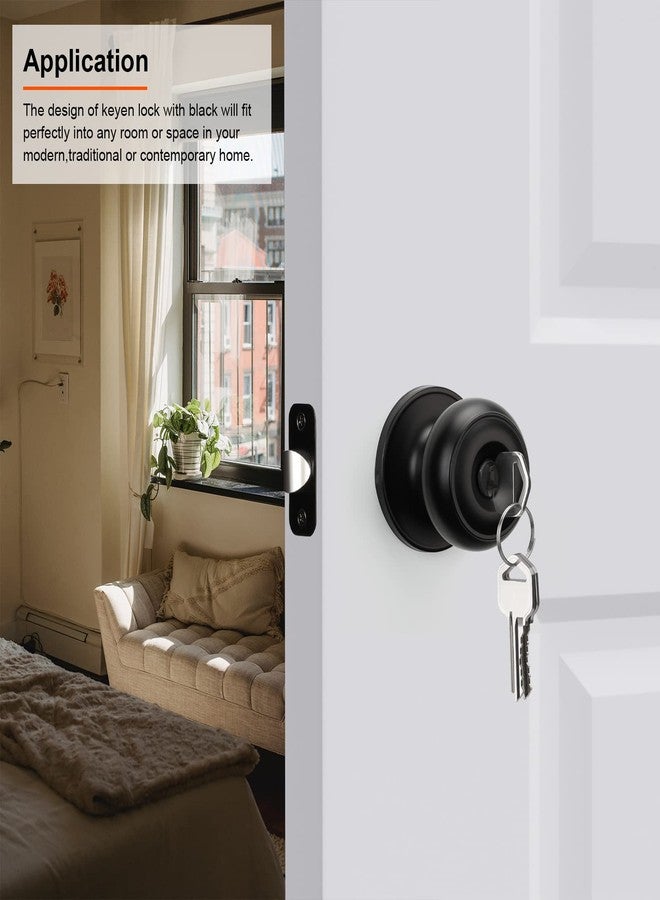 Haidms 1 Pack Matte Black Door Knob with Lock and Key, Keyed Entry Door Knobs Exterior, Black Doorknob with Lock and Key for Bedroom - Image 2
