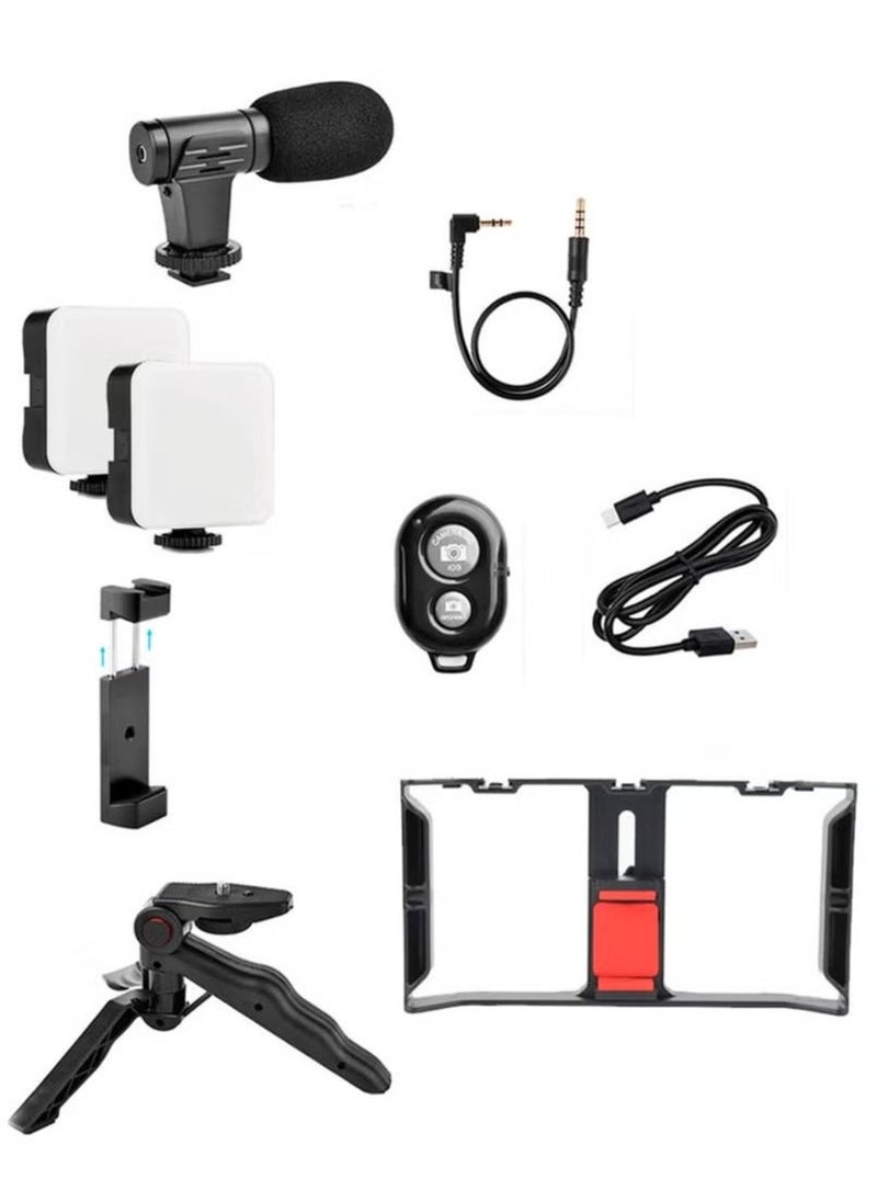 ELTRAZONE Multi-Purpose Adjustable All-in-One Video Making Kit with 2 LED Lights, Grips, and Microphone – Ideal for Vlogging, Live Streaming, and Content Creation – Professional Quality Setup for Clear Videos and Audio - Image 3
