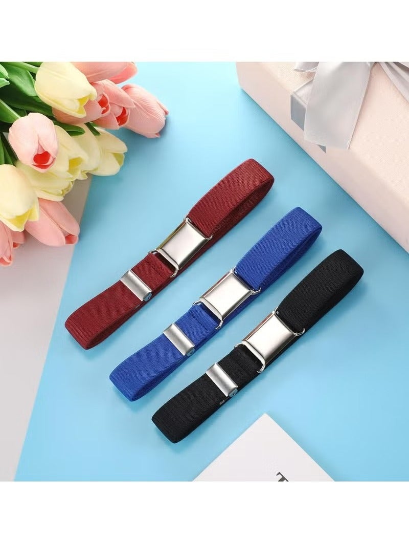 3 Pieces Kids Magnetic Buckle Belt Adjustable Fashion Belts with Silver Square Buckle for Boys Girls - Image 5