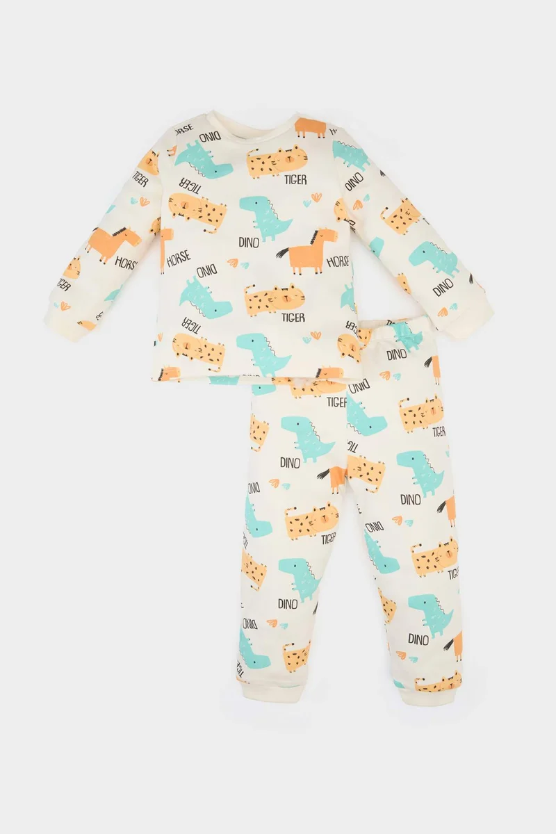 ديفاكتو Baby Boy Patterned Top Bottom 2 Piece Pajama Set