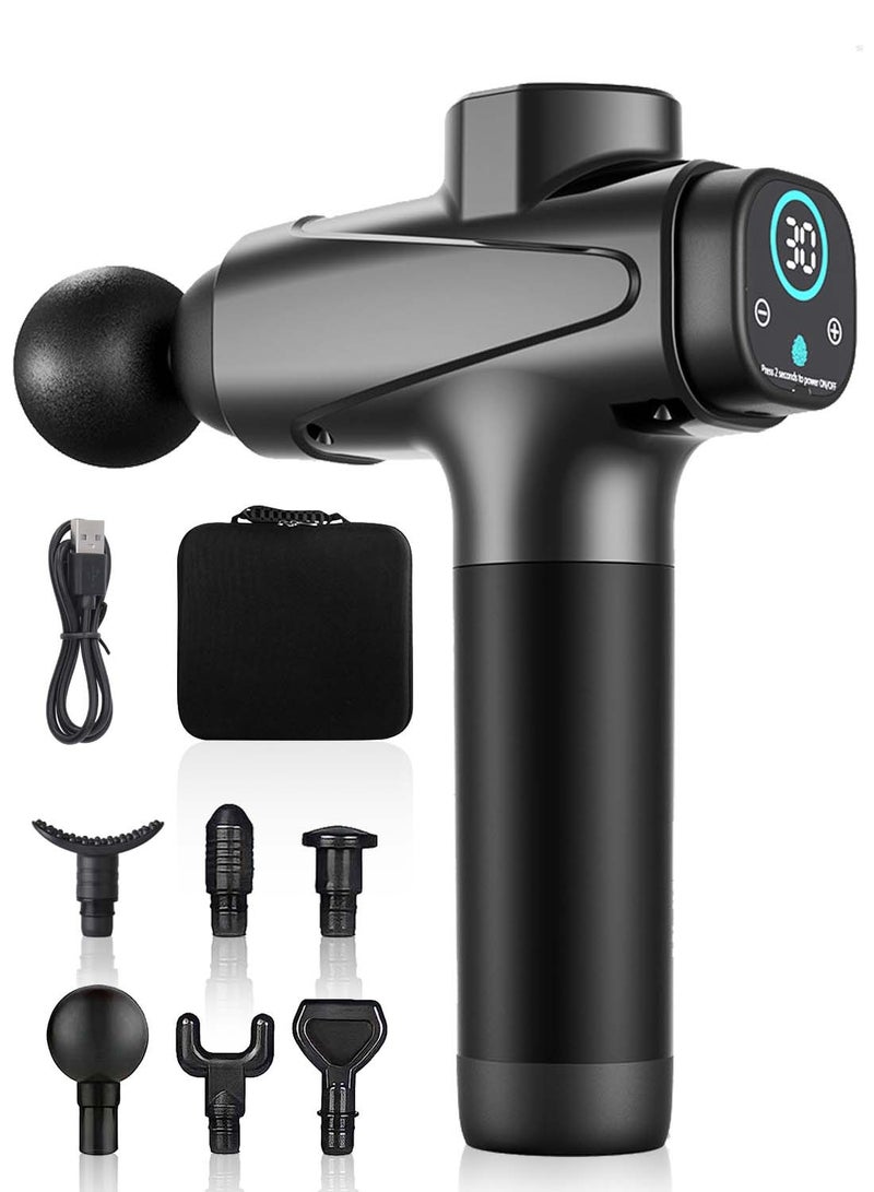 EqiEch Professional Deep Percussion Ultra Quiet Hand Held Deep Tissue Muscle Massager With 30 Speeds And 6 Massage Heads  - Image 1