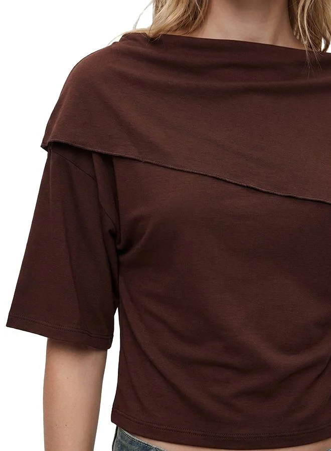 Koton  Solid Boat Neck Cropped Top for Women | Best Price UAE
