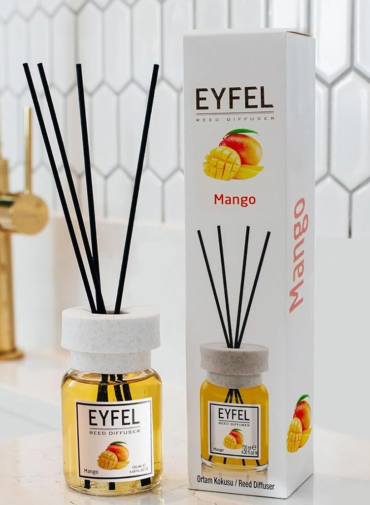 آيفيل معطر جو منزلي منعش برائحة المانجو 120 مل | عطر منزلي فاخر برائحة المانجو الفاكهية | تصميم أنيق ورائحة تدوم طويلاً للمنزل والمكتب - Image 1