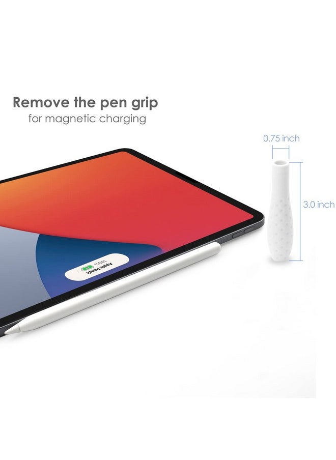 ProElife - Ergonomics Grip Holder Silicone Protective Sleeve Cover For Apple Pencil 1St 2Nd Generation Ipad Pro 11'' 12.9'' 2021 2020 2018 Stylus Accessories Kits (White) - Image 1