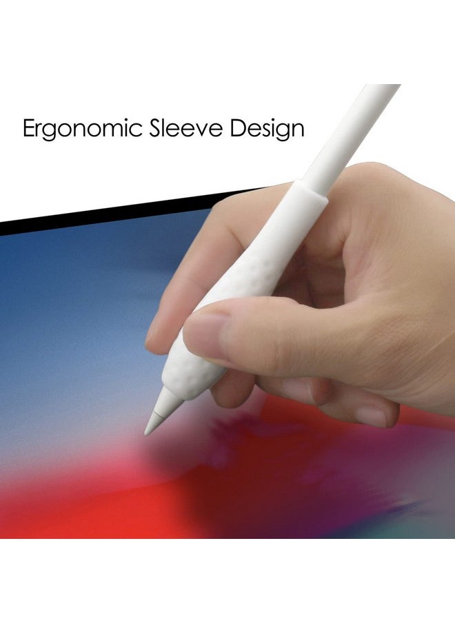 ProElife - Ergonomics Grip Holder Silicone Protective Sleeve Cover For Apple Pencil 1St 2Nd Generation Ipad Pro 11'' 12.9'' 2021 2020 2018 Stylus Accessories Kits (White) - Image 1
