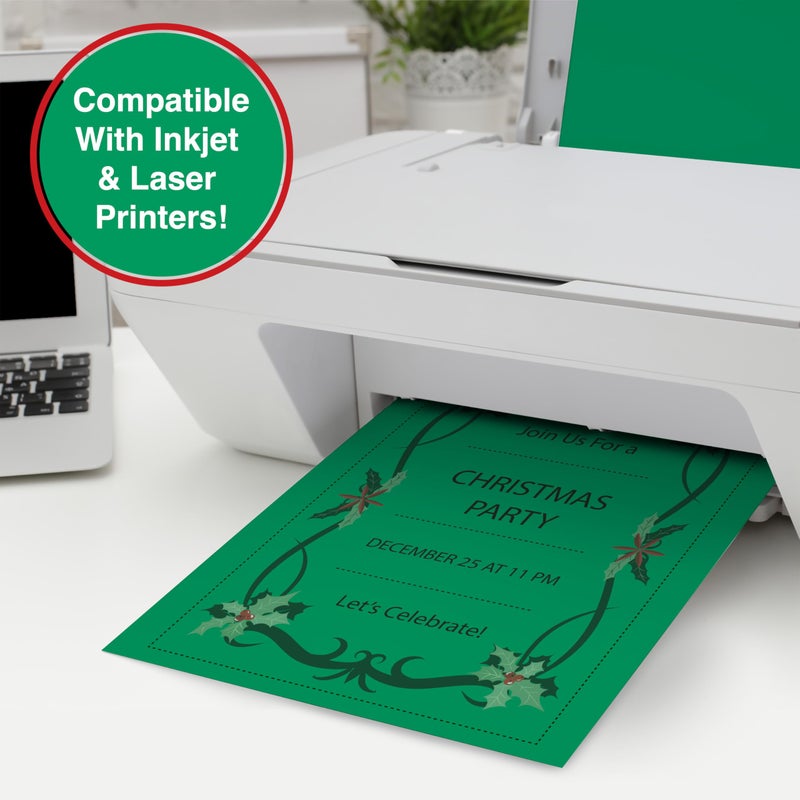 PrintWorks Holiday Cardstock 8.5" x 11" - 200 Sheets - 3 Assorted Christmas Cardstock Colors - Ideal for School & Craft Projects - 67 lb/147 gsm & 65 lb/176 gsm - Made in the USA (00592) - Image 5