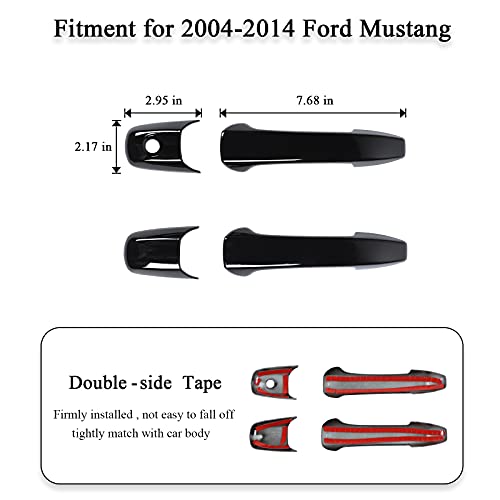 RT-TCZ RTTCZ Door Handle Trim Cover ABS Exterior Decoration Accessories for 20042014 Ford Mustang 4PCS Black - Image 3