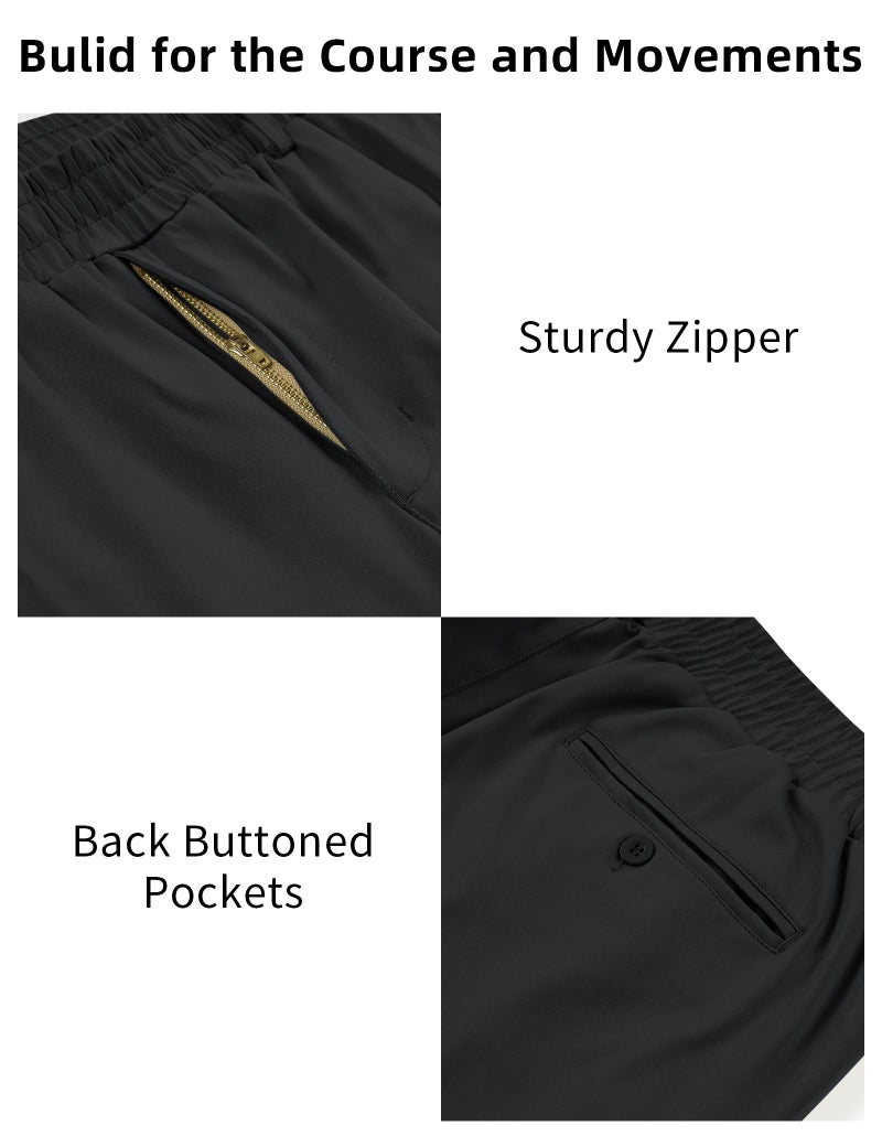 Idtswch Mens Big and Tall Full Elastic Waist Pants Stretch Slacks Casual with Zipper Fly and Pockets Black - Image 3