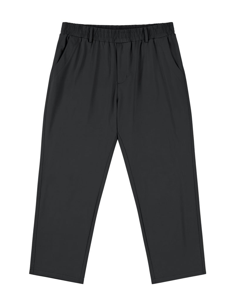 Idtswch Mens Big and Tall Full Elastic Waist Pants Stretch Slacks Casual with Zipper Fly and Pockets Black - Image 2