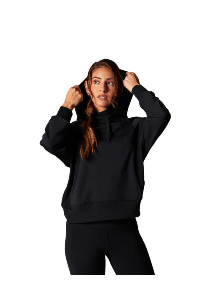 TAVI COZY PANELED HOODIE EBONY - Image 1