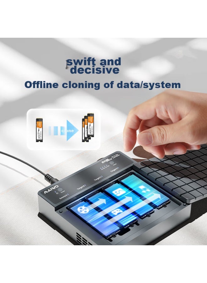 MAIWO مايو مكرر قرص صلب Usb4.0، محطة إرساء M.2 Nvme Ssd بسرعة 40Gbps، بأربعة فتحات مع مروحة، غلاف قراءة/كتابة قرص صلب لأجهزة الكمبيوتر المحمولة والمكتبية، K2024 - Image 3
