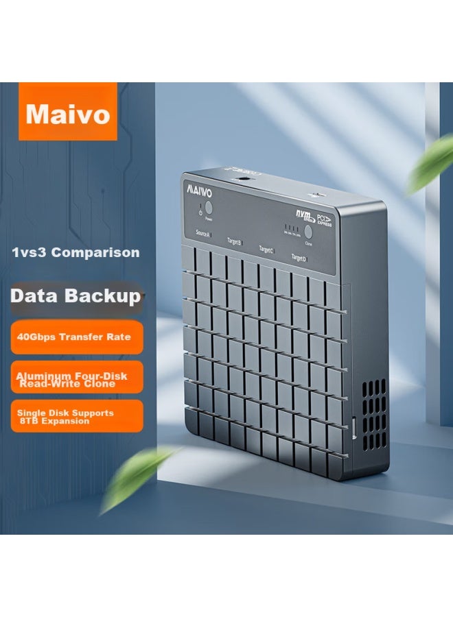 MAIWO مايو مكرر قرص صلب Usb4.0، محطة إرساء M.2 Nvme Ssd بسرعة 40Gbps، بأربعة فتحات مع مروحة، غلاف قراءة/كتابة قرص صلب لأجهزة الكمبيوتر المحمولة والمكتبية، K2024 - Image 1