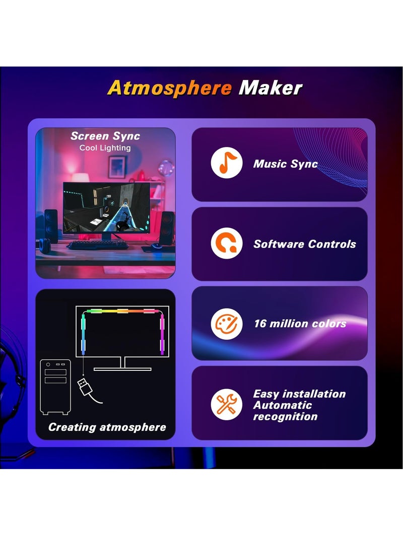 RGB Backlight for 27 Inches Computer Monitor, Yakiter LED Strip Light Sync with Screen Color  Music for Games Movies etc, Software Control, USB Powered  - Image 5