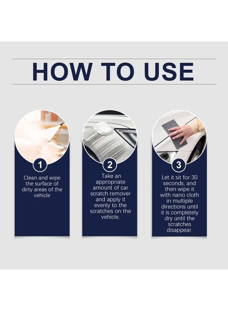 Homonth Car Scratch Remover 60g and 6 PCS Multi-Purpose Nano Magic Cloth, Nano Sparkle Cloth Car Polish Scratches Remover, Easy to Repair Small Scratched Water Spots Scratch Car Remover for All Car - Image 2