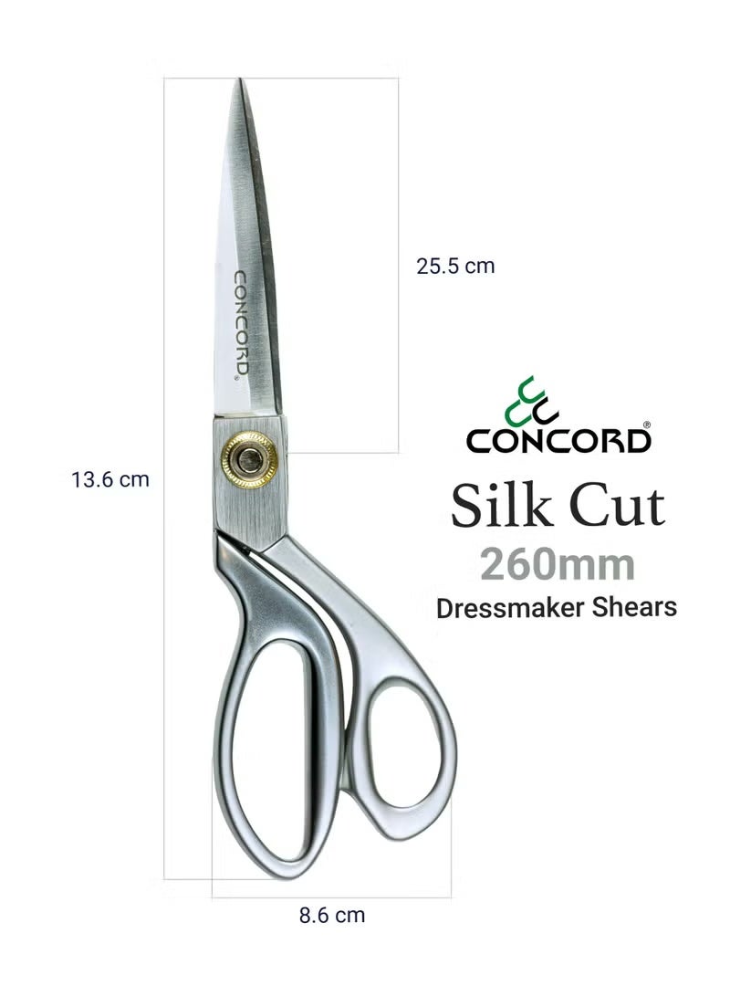 CONCORD Silk Cut Dressmaker Scissors | 10 Inches Tailor Scissors | Stainless Steel Tailoring Sewing Shear, 10 inches | Glossy Silver - Image 4
