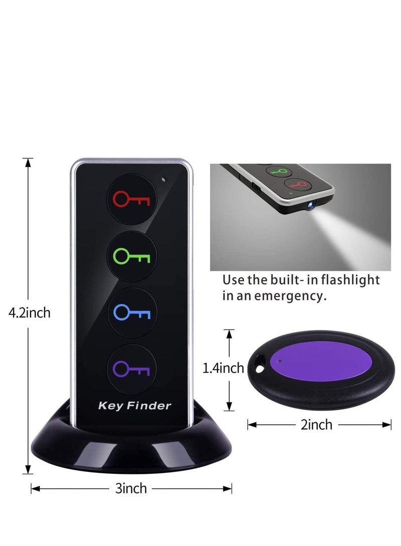 SYOSI Key Finder, Reyke 85dB+ RF Item Locator Tags with 40m. Working Range, Wireless Remote Finder Key Finder Locator for Finding Wallet Key Phone Glasses Pet Tracker, 1 RF Transmitter & 4 Receivers - Image 4