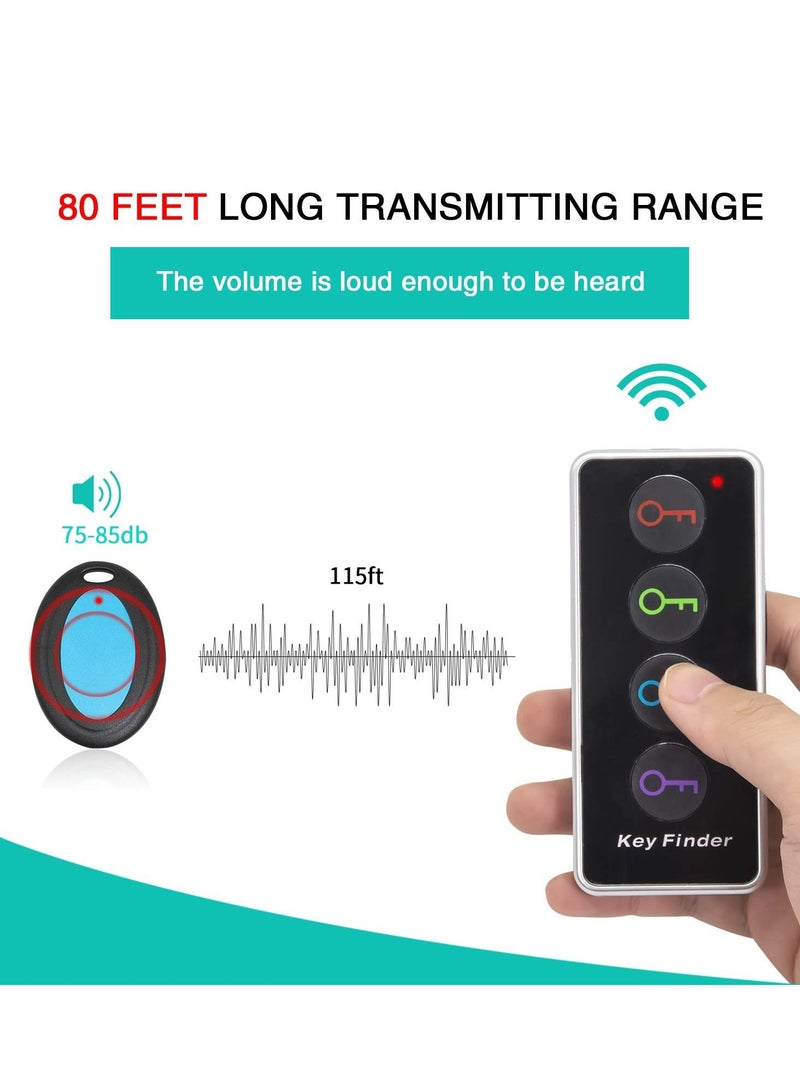 SYOSI Key Finder, Reyke 85dB+ RF Item Locator Tags with 40m. Working Range, Wireless Remote Finder Key Finder Locator for Finding Wallet Key Phone Glasses Pet Tracker, 1 RF Transmitter & 4 Receivers - Image 3