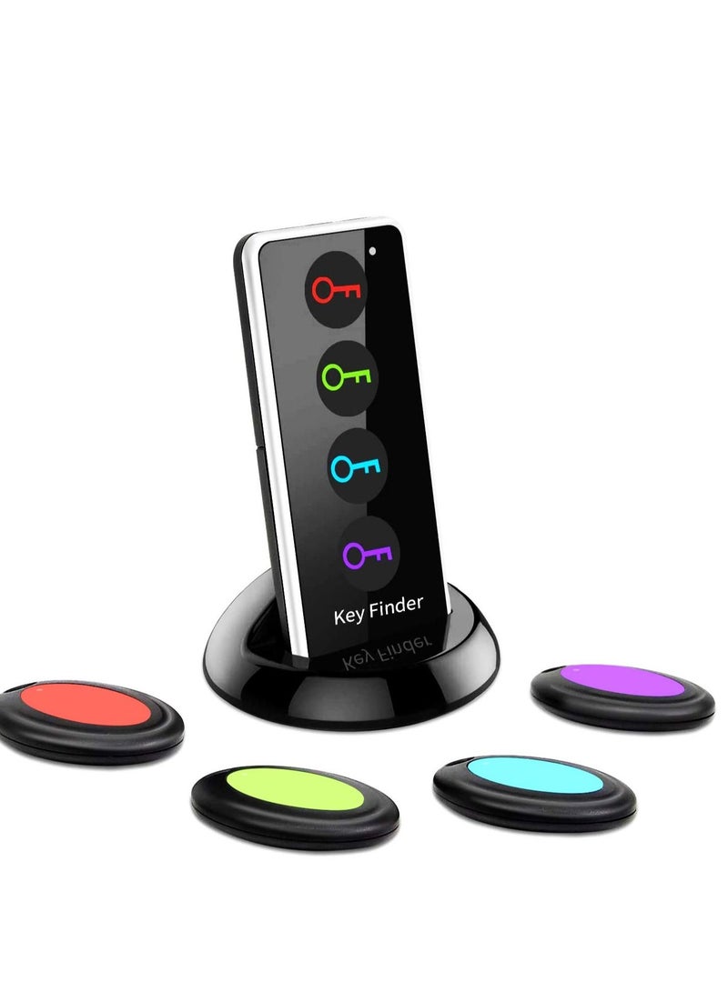 SYOSI Key Finder, Reyke 85dB+ RF Item Locator Tags with 40m. Working Range, Wireless Remote Finder Key Finder Locator for Finding Wallet Key Phone Glasses Pet Tracker, 1 RF Transmitter & 4 Receivers - Image 1