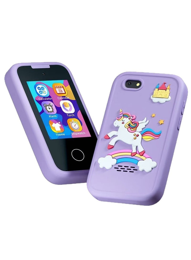 إيفرين ألعاب هاتف ذكي للأطفال للبنات والأولاد من عمر 3-7 سنوات، هاتف تعليمي للأطفال مع كاميرا مزدوجة، ألعاب تعليمية، مشغل موسيقى MP3، يشمل بطاقة SD بسعة 8 جيجابايت، هدايا عيد ميلاد - Image 1