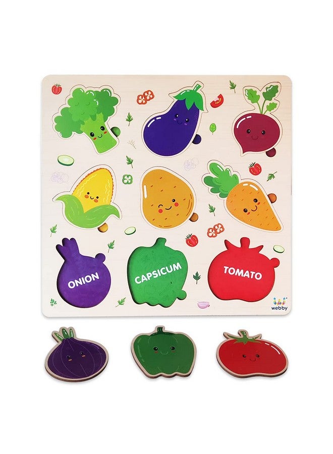 Webby Wooden Vegetables Montessori Educational Pre-School Puzzle Board Toy For Boys And Girls, Kid - Image 5