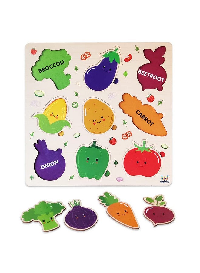 Webby Wooden Vegetables Montessori Educational Pre-School Puzzle Board Toy For Boys And Girls, Kid - Image 4