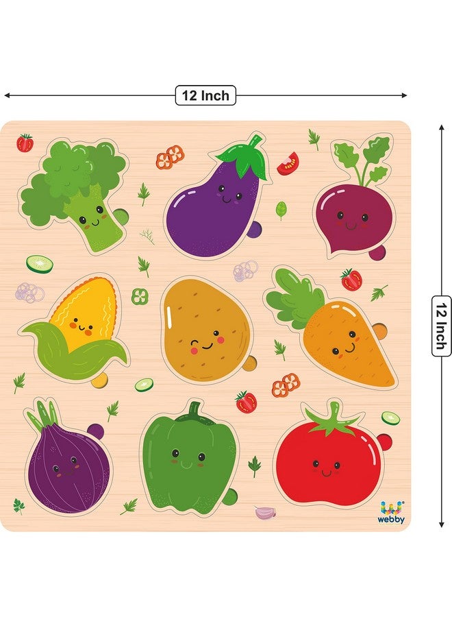 Webby Wooden Vegetables Montessori Educational Pre-School Puzzle Board Toy For Boys And Girls, Kid - Image 3