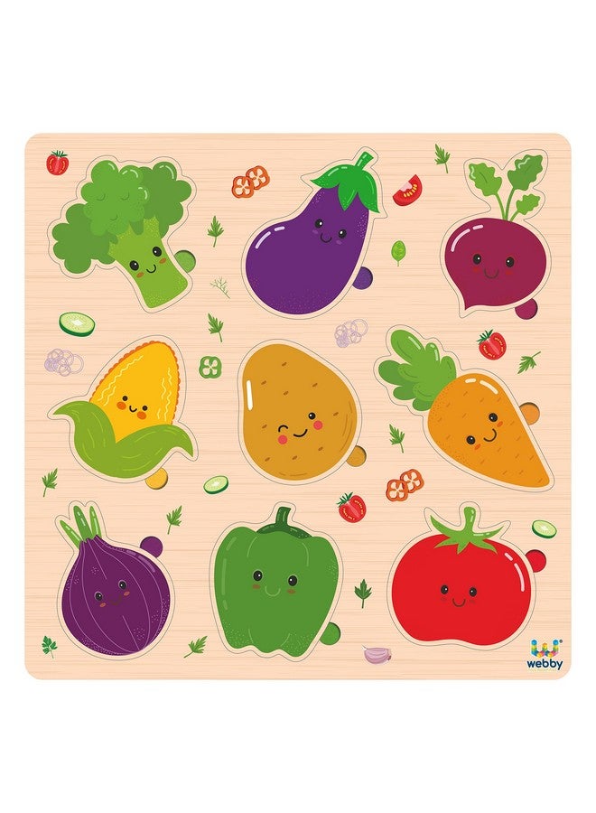 Webby Wooden Vegetables Montessori Educational Pre-School Puzzle Board Toy For Boys And Girls, Kid - Image 1