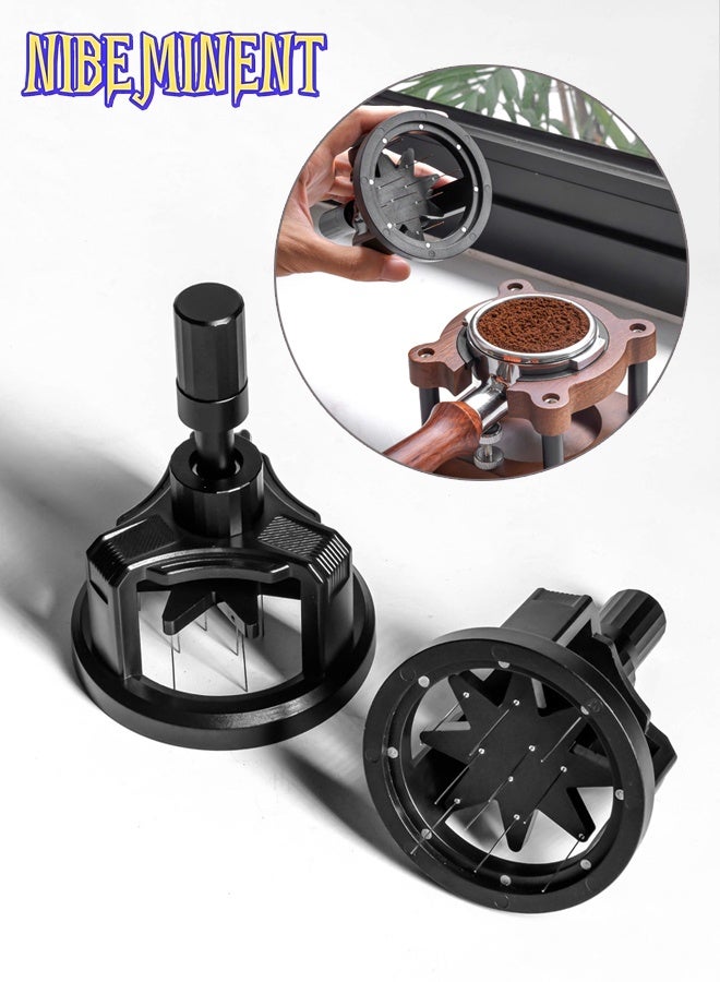 NIBEMINENT Magnetic Espresso Distribution Tool - 58mm Coffee Distributor Needle, 58mm Stirrer for Baristas, Adjustable & Easy-to-Use with 10 Needles, Perfect for Home & Coffee Shops Black - Image 2