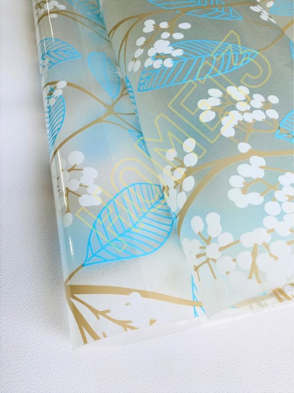 HOME13 Blue Leaf Frosted Window Film Anti UV Privacy Self Adhesive Window Glass Sticker for Home & Offie (24"x196" Inch, Blue Leaves Frosted) - Image 3
