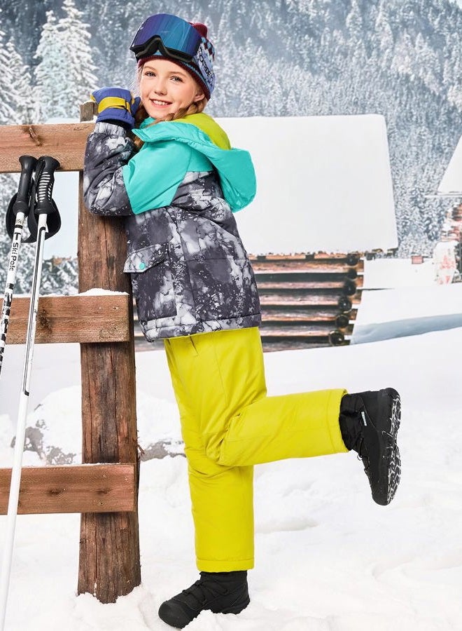 Haloumoning Girls 2 Piece Snowsuit Kids Waterproof Fleece Lined Ski Jacket and Snow Bibs Overalls Set 5-14 Years - Image 5